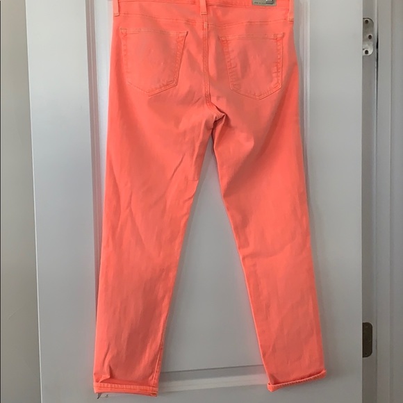 AG The Stevie Ankle slim neon coral straight jeans - Picture 3 of 7